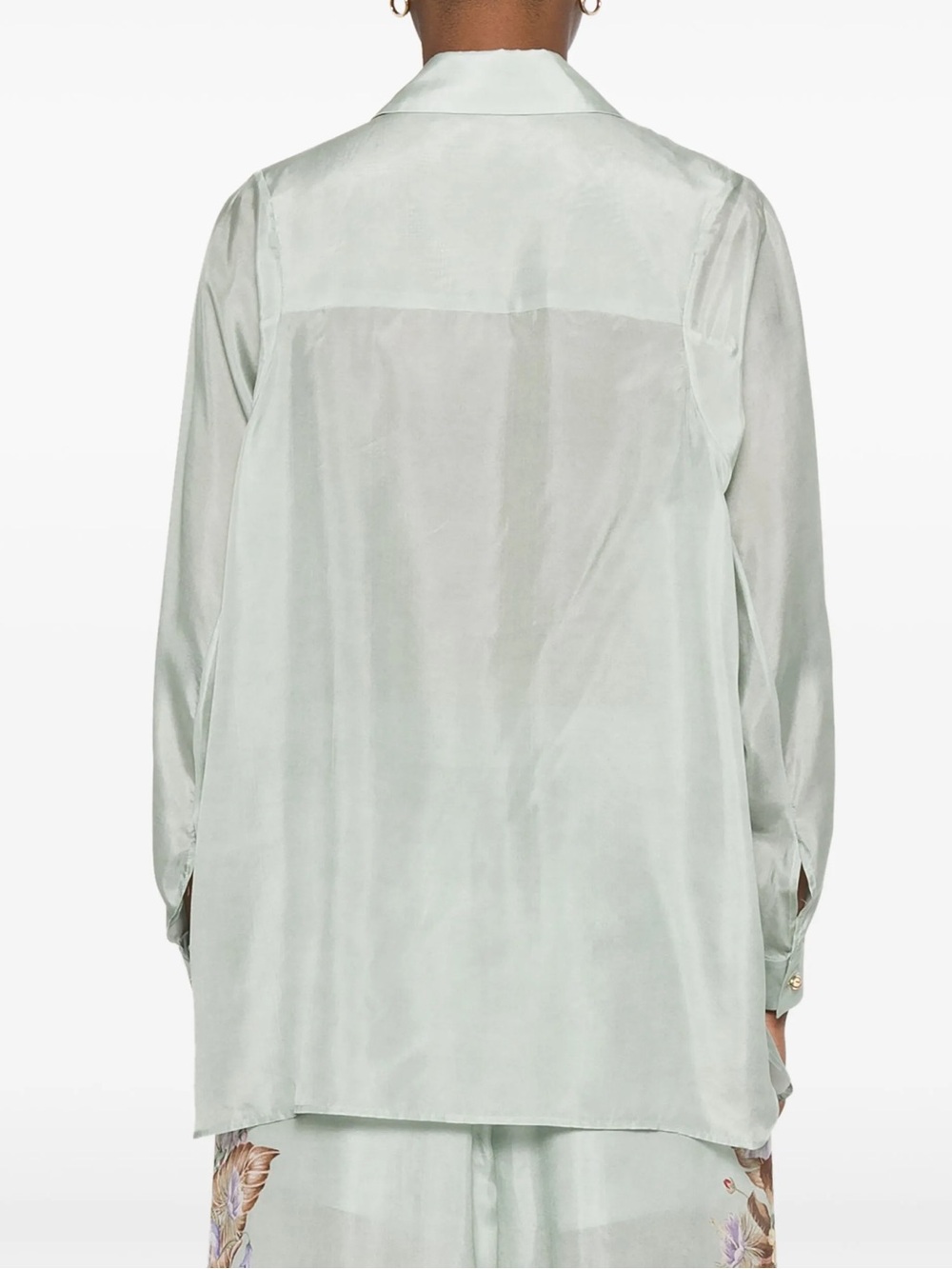 Zimmermann Coco Placed Print Silk Button-Up Shirt - Picture 2 of 7